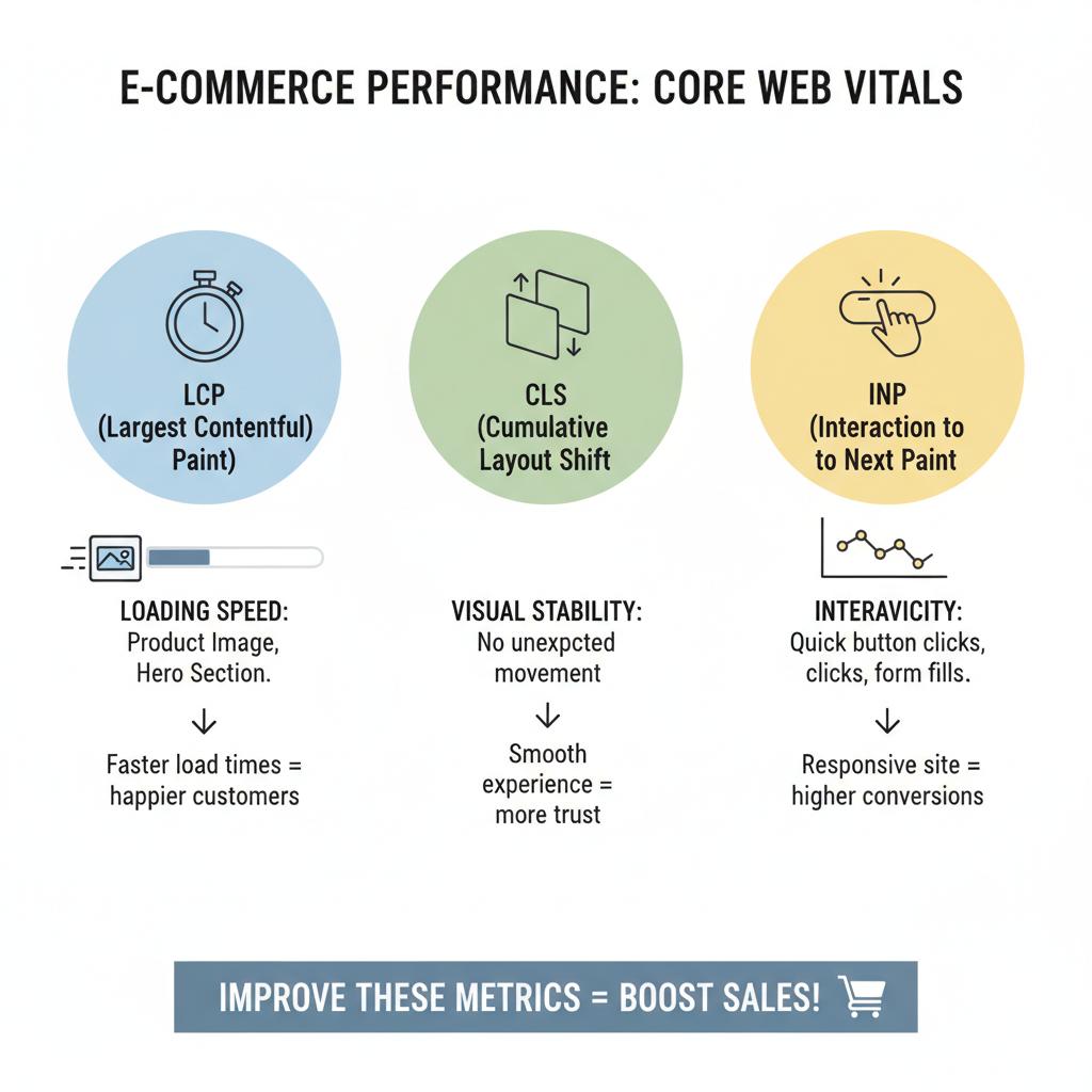 Infografica sui Core Web Vitals per migliorare le performance su PrestaShop